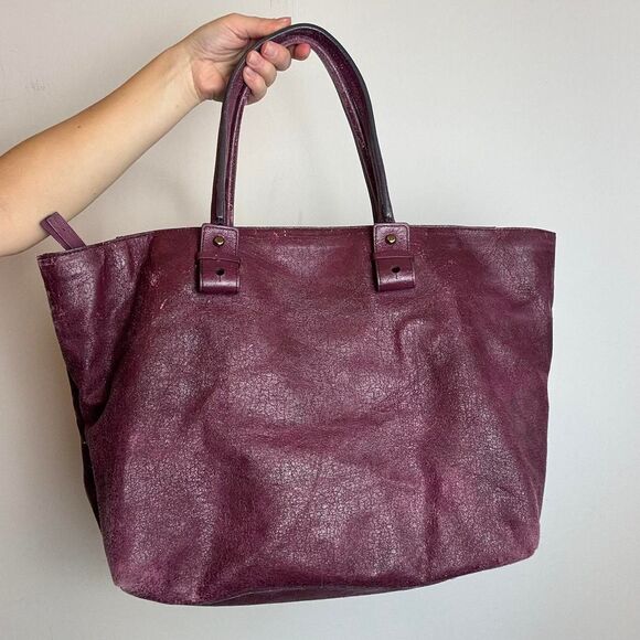 Vintage Y2K Chloe Leather Plum Purple Tote Bag - Picture 3 of 8